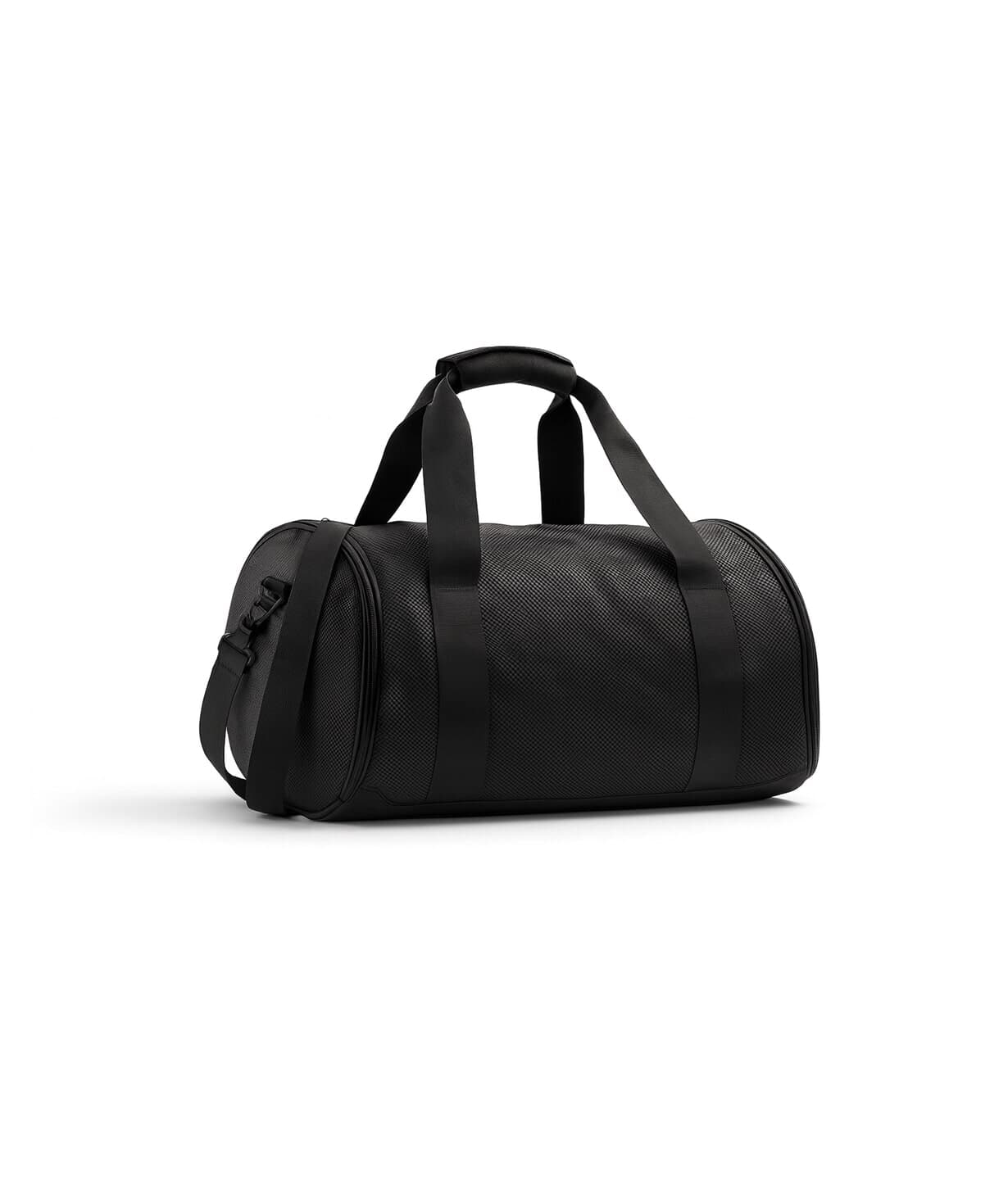 Compact black travel duffel